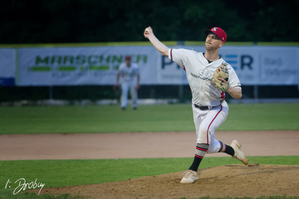 Lucas Traut hat den Win beim 11:7-Sieg gegen die Füssen Royal Bavarians erhalten. (Foto: Iris Drobny)