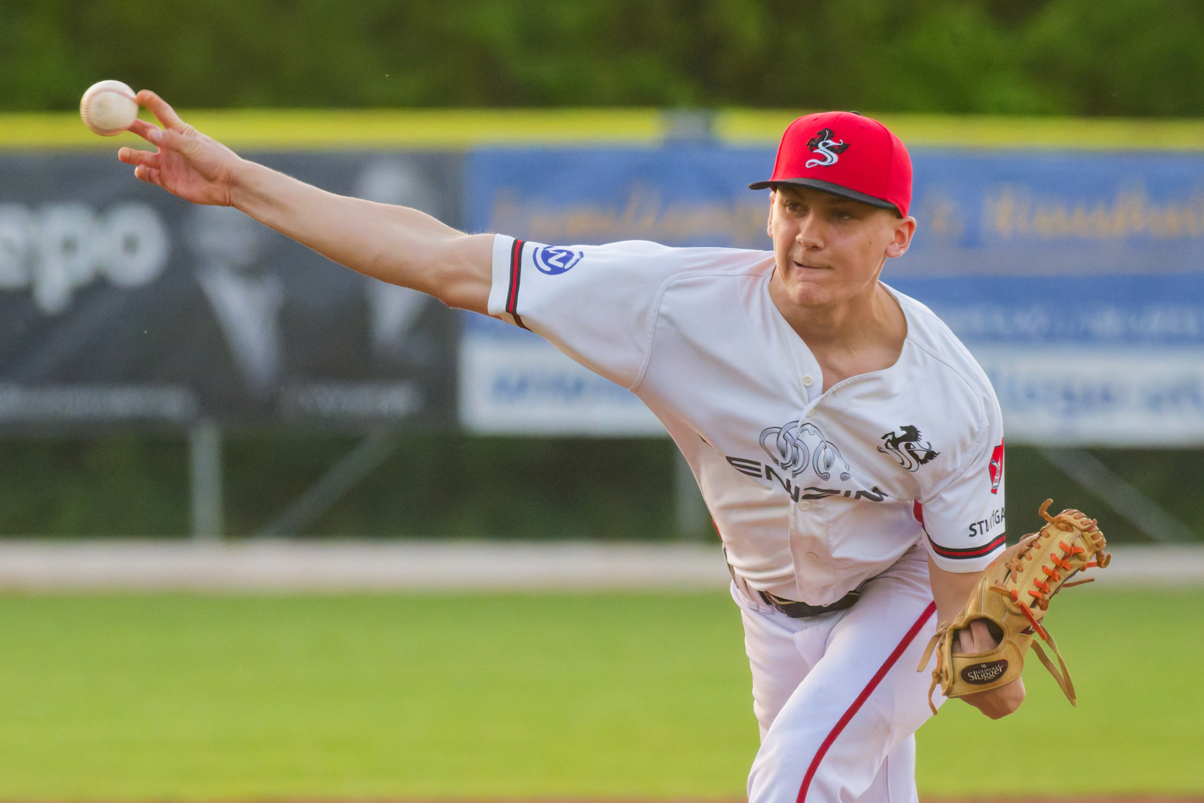 Jonathan Schäffer beeindruckte wie schon am ersten Spieltag, gab in 6 Innings nur einen Run ab und sicherte sich so seinen zweiten „Win“.
